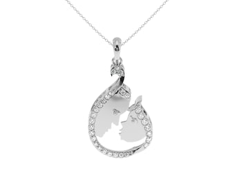 Mother and child Personalized Necklace in Silver | Perfect gift for daughter in Rose Gold | Diamond necklace thanksgiving gift for Mom