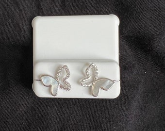 925 Sterling Silver and Moissanite diamond Butterfly stud earrings|Animals and birds Studs Earrings|beautiful affordable Earrings for women