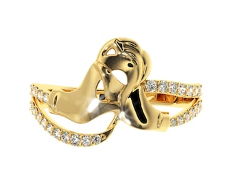 14KT Yellow Gold Hands Diamond Ring| Promise Holding Hand Ring | Couple Hands Wedding Ring |Genuine Natural Diamond Ring in Silver/Gold tone