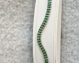 Distinct Genuine round emerald bracelet for her | May birthstone | Gifts for her | Bridesmaid jewelry | green emerald orange garnet | 7 inch