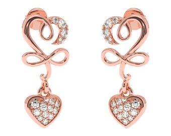 Double Heart Infinity Diamond Earrings in 10Kt Gold | Diamond Gold Earrings For Her | Wedding Earrings | Earrings in Yellow,White,Rose Gold