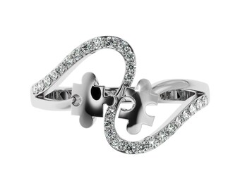 Diamond Puzzle Ring | Custom Wedding Band | Genuine Natural Diamond Ring White Gold Silver Rose Gold | Unique Propose Ring for Girlfriend