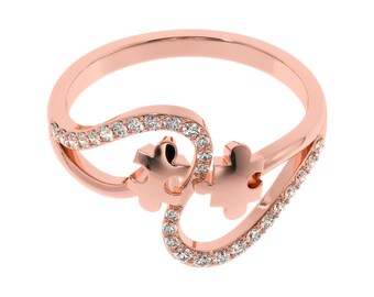 Jigsaw Puzzle Pieces Diamond Ring | You Complete Me Wedding Couple Ring | 14K Rose Gold Ring. Moisannite Diamond Ring in Silver or Gold tone