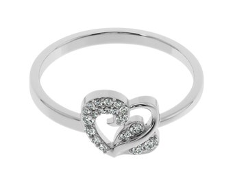 Heart Leaf Diamond Gold Ring | 14KT Rose Gold Heart Wedding Ring | Ring For Women | Genuine Natural Diamond Ring in Silver or Gold tones