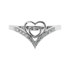 Heart in Heart Diamond Ring | Love in the Heart 14K Gold Ring. Double Hearts Wedding Ring. Moissanite Diamond Ring in Silver, 10 or 14k Gold
