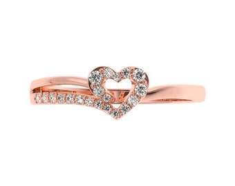 Heart Diamond Ring for Her | 14KT Rose Gold Heart Wedding Ring | Engagement Ring For Women | Moisannite Diamond Ring in Silver or Gold tones