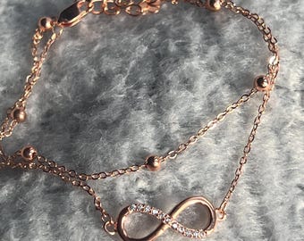 Adjustable sterling silver chain bracelet. Infinity diamond bracelet. Unique chain and balls bracelets for her.