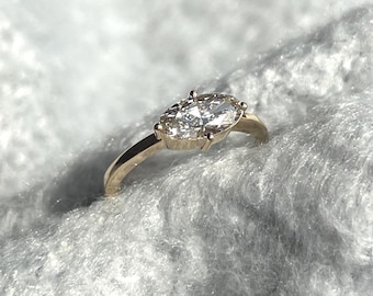 1 carat oval cut lab grown diamond ring in gold. Unique bezel set oval diamond solitaire ring. Simple and minimalist wedding ring