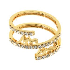 Unisex Spiral Diamond Ring | Wedding Couple Ring for Mr and Mrs | Rose or Yellow Gold Ring | Moissanite Diamond Ring in Silver or Gold tones