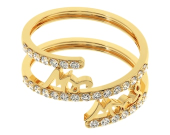 Unisex Spiral Diamond Ring | Wedding Couple Ring for Mr and Mrs | Rose or Yellow Gold Ring | Moissanite Diamond Ring in Silver or Gold tones