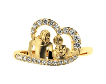 Boy & Girl Couple Ring | Genuine Natural Diamond Ring in Silver/Gold tone | You and Me Heart Yellow Gold Ring | 14KT Rose Gold Wedding Ring