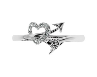 Heart Piercing Arrow Diamond Love Arrow Into the Heart 10 or