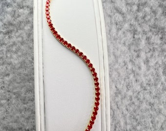 Genuine red Ruby Tennis Bracelet in Sterling Silver | delicate and dainty bracelet. natural round cut colorstone bridesmaid wedding jewelry.