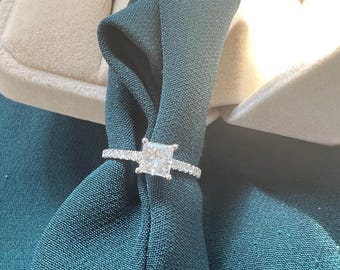 1.02 carat  natural princess cut diamond solitaire ring. 1.27 ct total weight natural diamond engagement ring white gold with diamond band