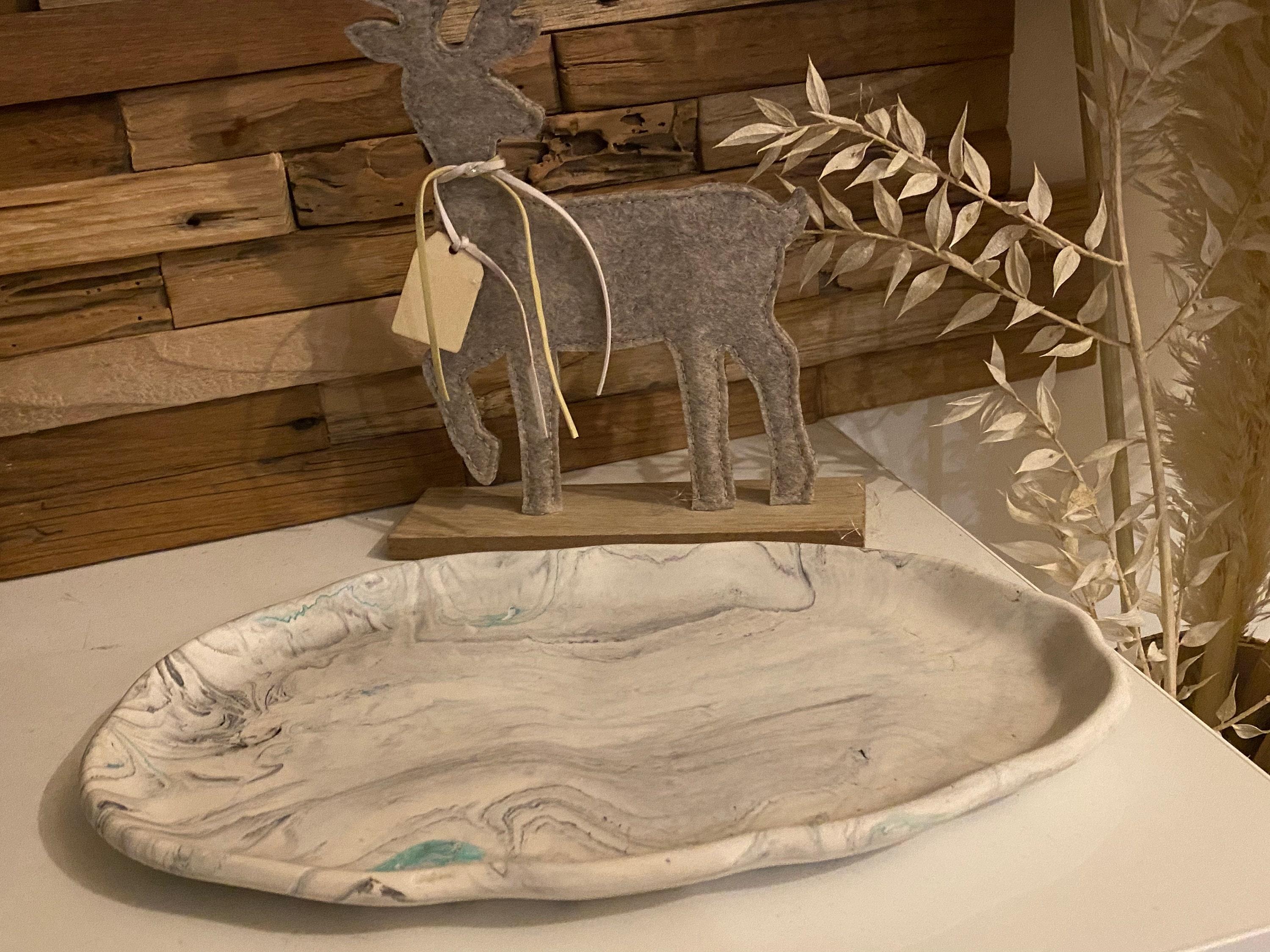 Plateau Deco Marbre Blanc Fait Main