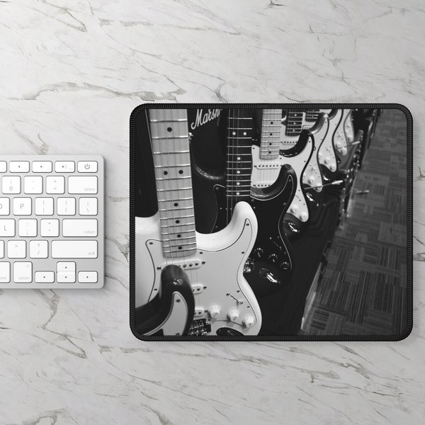 Guitar Mousepad, Desk Mat, Fathers Day Gift, Classroom Decor, Dad Gift, Black & White photography, Fathers Day, Gifts for Dad. Music Lover