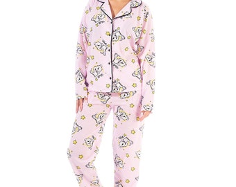 Goodnight Bear Collared Long Sleeved Cotton Pyjamas