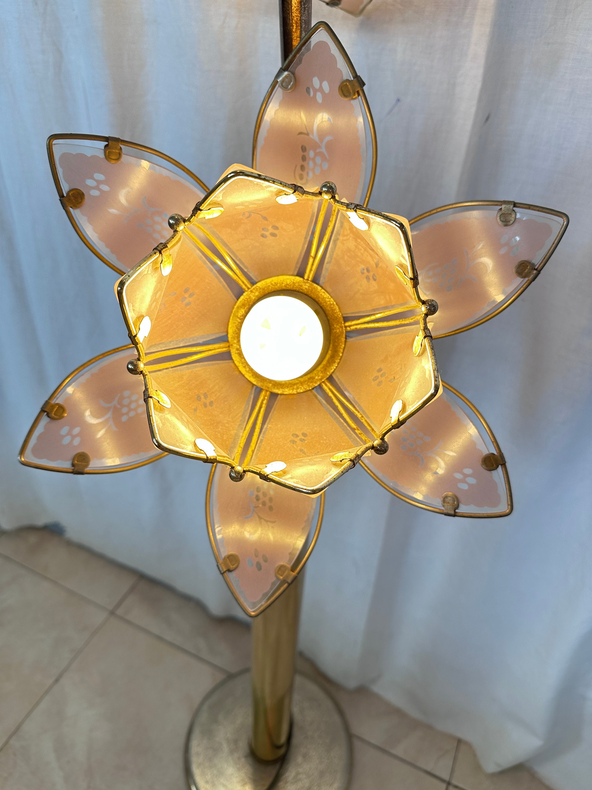 Vintage Lotus Flower Floor Lamp Etsy