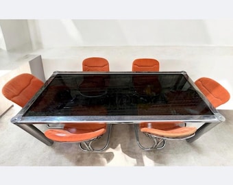 Dining Table And 6 Chairs Set Gastone Rinaldi Modern Italy 70s