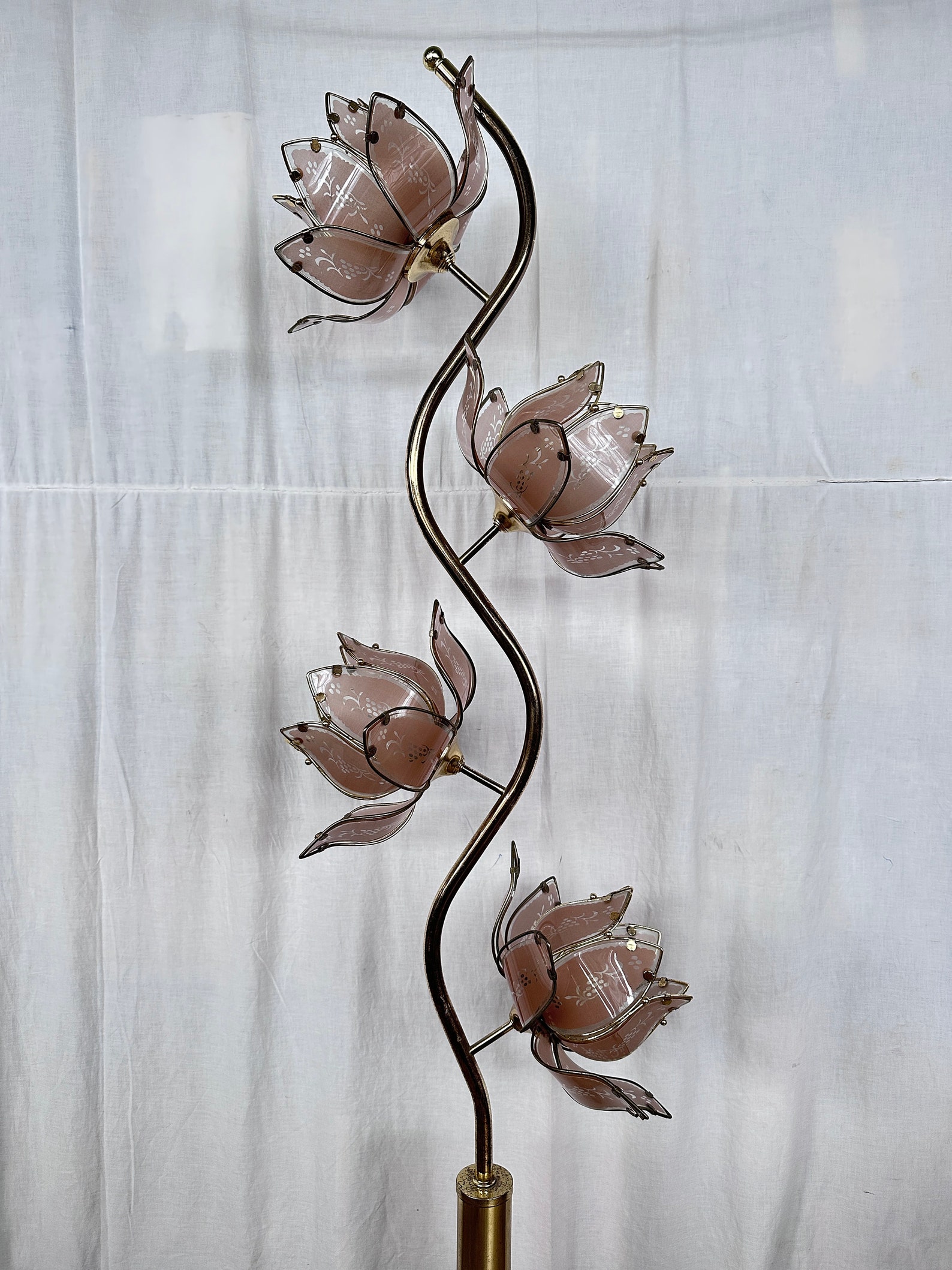 Vintage Lotus Flower Floor Lamp Etsy