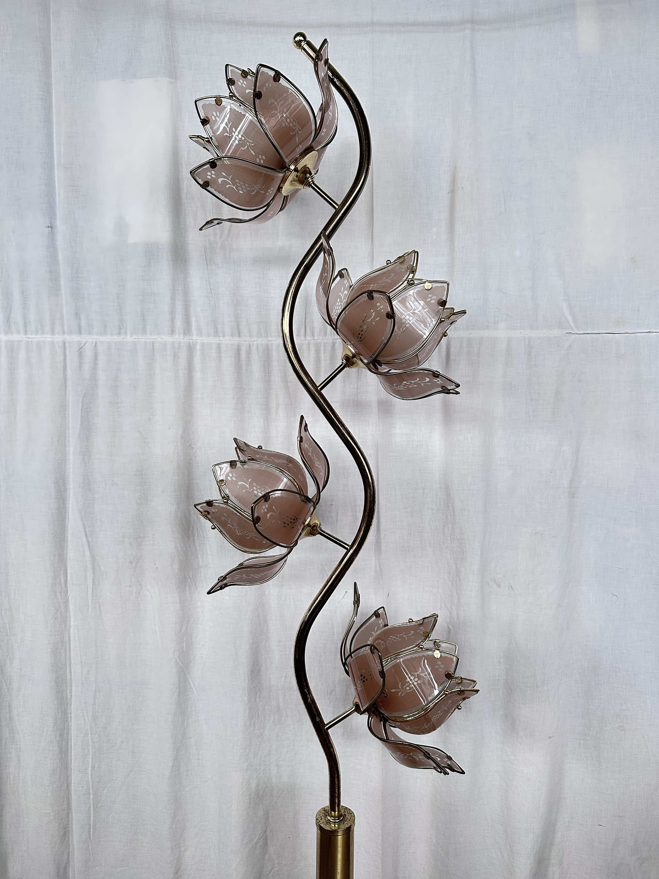 Vintage Lotus Flower Floor Lamp Etsy