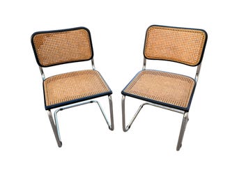 Set aus 2 Cesca Marcel Breuer Stühlen, Stahl und Wiener Stroh, Design der 1960er/70er Jahre