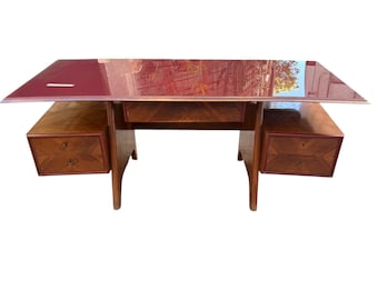 Vittorio Dassi fanerskrivbord, 50-talsmodern stil, 1950-talets Italien