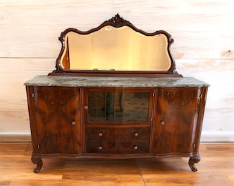 Chippendale Sideboard Buffet Walnut and Burl 1930s