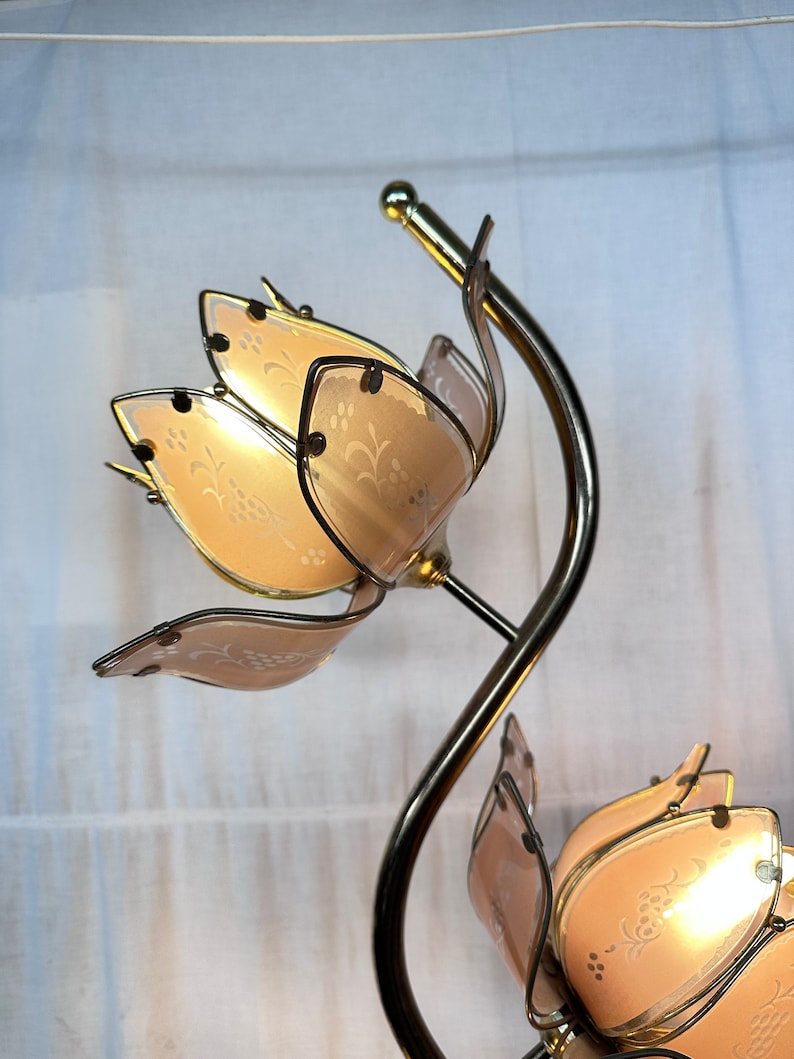 Vintage Lotus Flower Floor Lamp Etsy