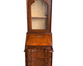 Vitrina/librería italiana Biedermeier de madera de dos piezas