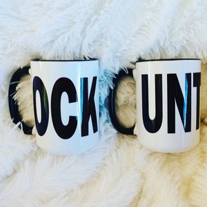 Cock/Cunt ceramic mug with black handle