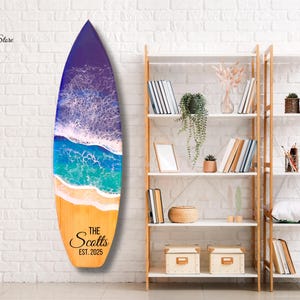 Personalized Baby Room Pink Surfboard Wall Art, Baby Room Wall Decor, Nursery Baby Name Surfboard, Surf Lovers Gift, Baby Shower Gift Style 2