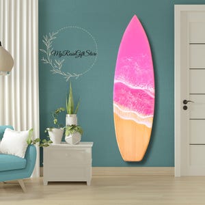 Personalized Baby Room Pink Surfboard Wall Art, Baby Room Wall Decor, Nursery Baby Name Surfboard, Surf Lovers Gift, Baby Shower Gift image 8