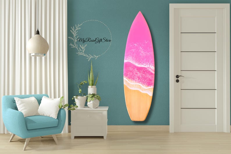 Personalized Baby Room Pink Surfboard Wall Art, Baby Room Wall Decor, Nursery Baby Name Surfboard, Surf Lovers Gift, Baby Shower Gift image 8