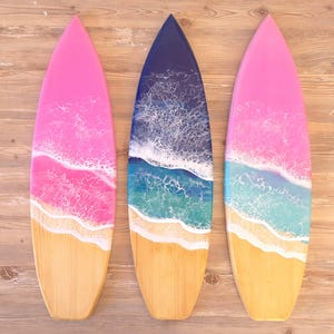 Custom Epoxy Resin Ocean Surfboard Wall Art, Surf Lover Gift, Beach House Surfboard Wall Decor, Coastal Home Gift, Beach Birthday Gift