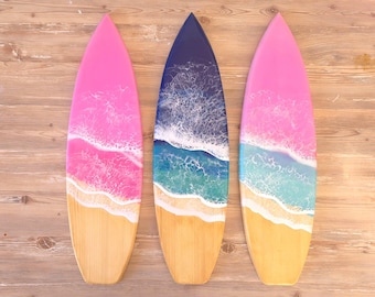 Custom Epoxy Resin Ocean Surfboard Wall Art, Surf Lover Gift, Beach House Surfboard Wall Decor, Coastal Home Gift, Beach Birthday Gift