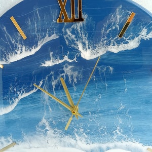 Large Epoxy Wall Clock Christmas Gift, Resin Ocean Art, Modern Wall Beach Clock, Resin Ocean Wall Clock, Housewarming Gift, Gift for Him