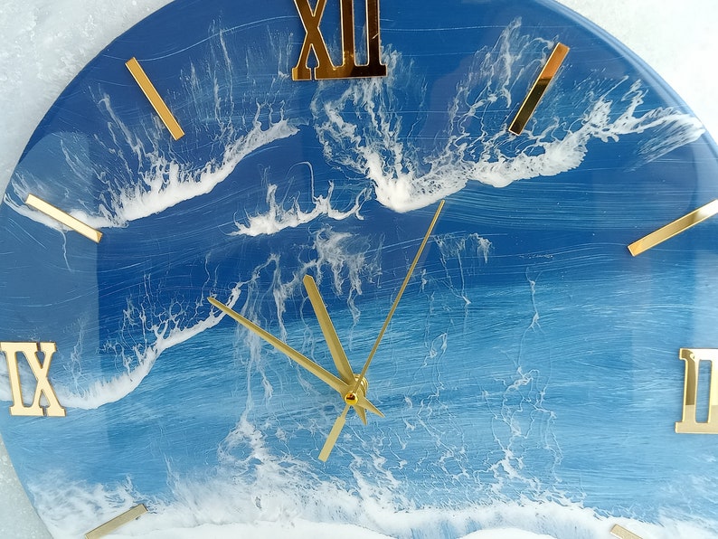 Large Epoxy Wall Clock Christmas Gift, Resin Ocean Art, Modern Wall Beach Clock, Resin Ocean Wall Clock, Housewarming Gift, Gift for Him
