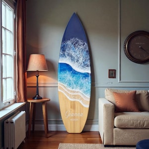 Surfboard Wall Resin Art Bar Decor, Wooden Wall Hanging Art, Surfer Gift, Beach House Decor, New Home Gift