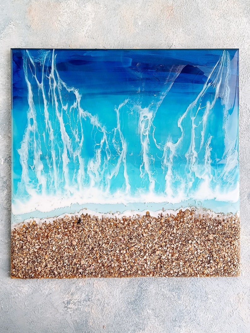 Resin Ocean Painting Beach Resin Art Resin Wall Art 3D Etsy