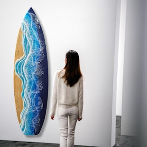 Large Wooden Resin Surfboard Wall Art, Office Decor, Great Birthday Gift for Boss