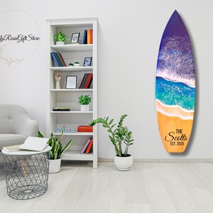 Personalized Baby Room Pink Surfboard Wall Art, Baby Room Wall Decor, Nursery Baby Name Surfboard, Surf Lovers Gift, Baby Shower Gift image 5