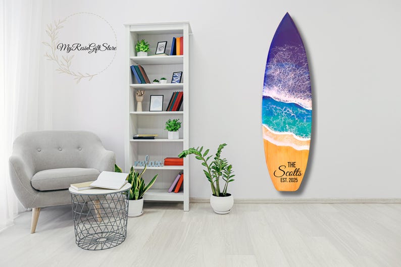 Personalized Baby Room Pink Surfboard Wall Art, Baby Room Wall Decor, Nursery Baby Name Surfboard, Surf Lovers Gift, Baby Shower Gift image 5