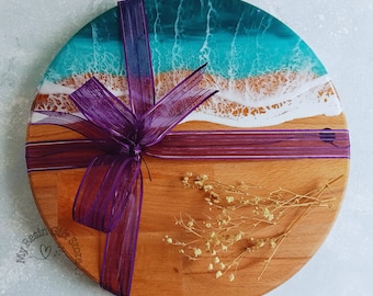 Ocean Resin Art Charcuterie Board: Epoxy Serving Platter