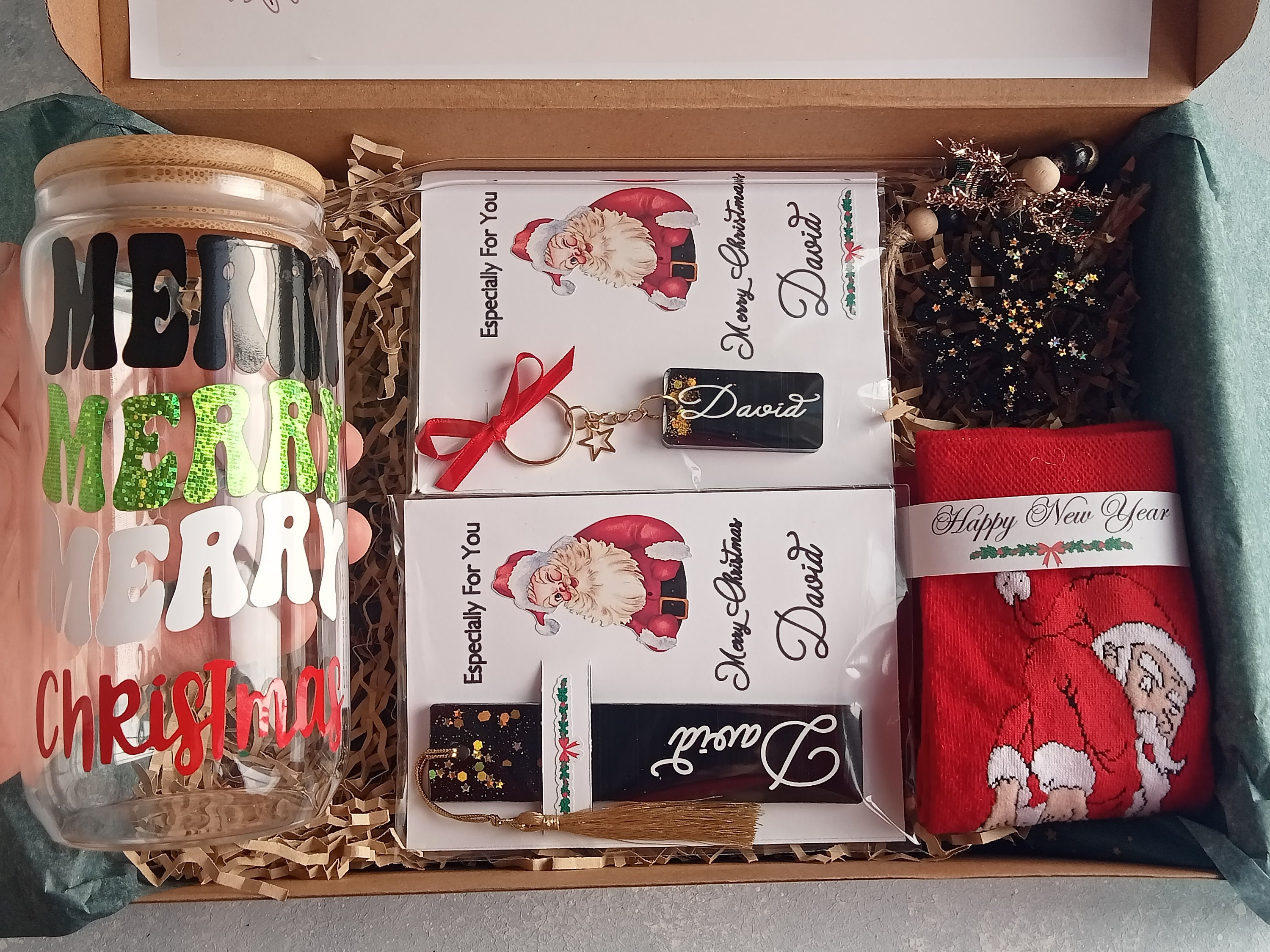 Personalized Christmas Gift Box Christmas Glass Cup With Lid Etsy