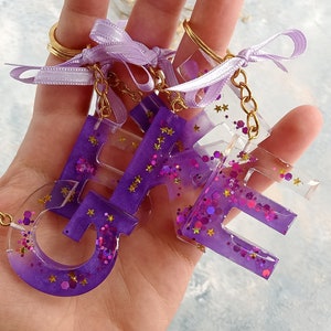 Resin Letter Keychain - Letter Name Keychain - Custom Letter Initial Keychain - Purple Keychain - Keychain Accessories - Customizable - Gift