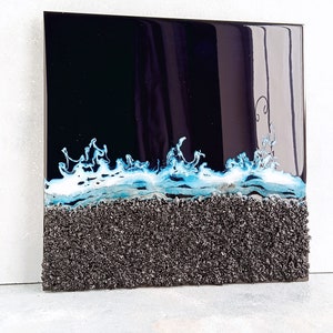 Large Dark Blue Wall Art, 3d Resin Painting, Resin Beach Art, Resin Seascape, Epoxy Resin Sea, Ocean Wall Decor, Resin Waves Wall Art