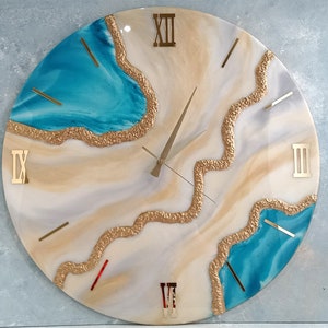 Resin Geode Modern Wall Clock, Aesthetic Living Room Wall Decor, Gold Wall Art, New Home Gift for Her