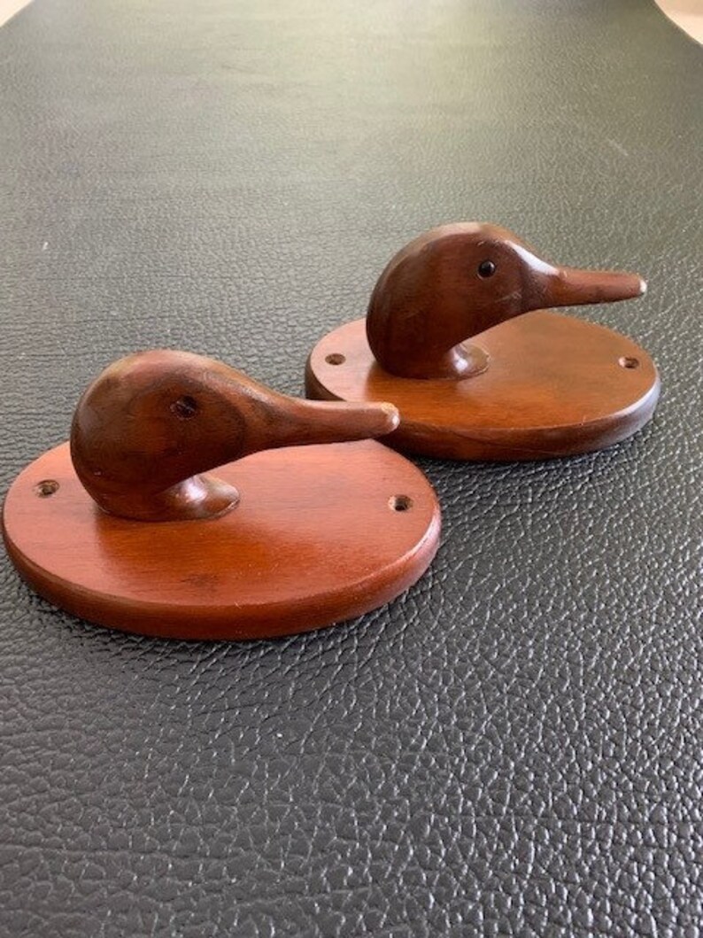 Pair Vintage Cornwall Wood Products Duck Head Coat Hooks Etsy
