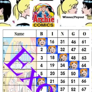1-75 Ball Bingo Board, 1-15 lines, Straight (Comics)
